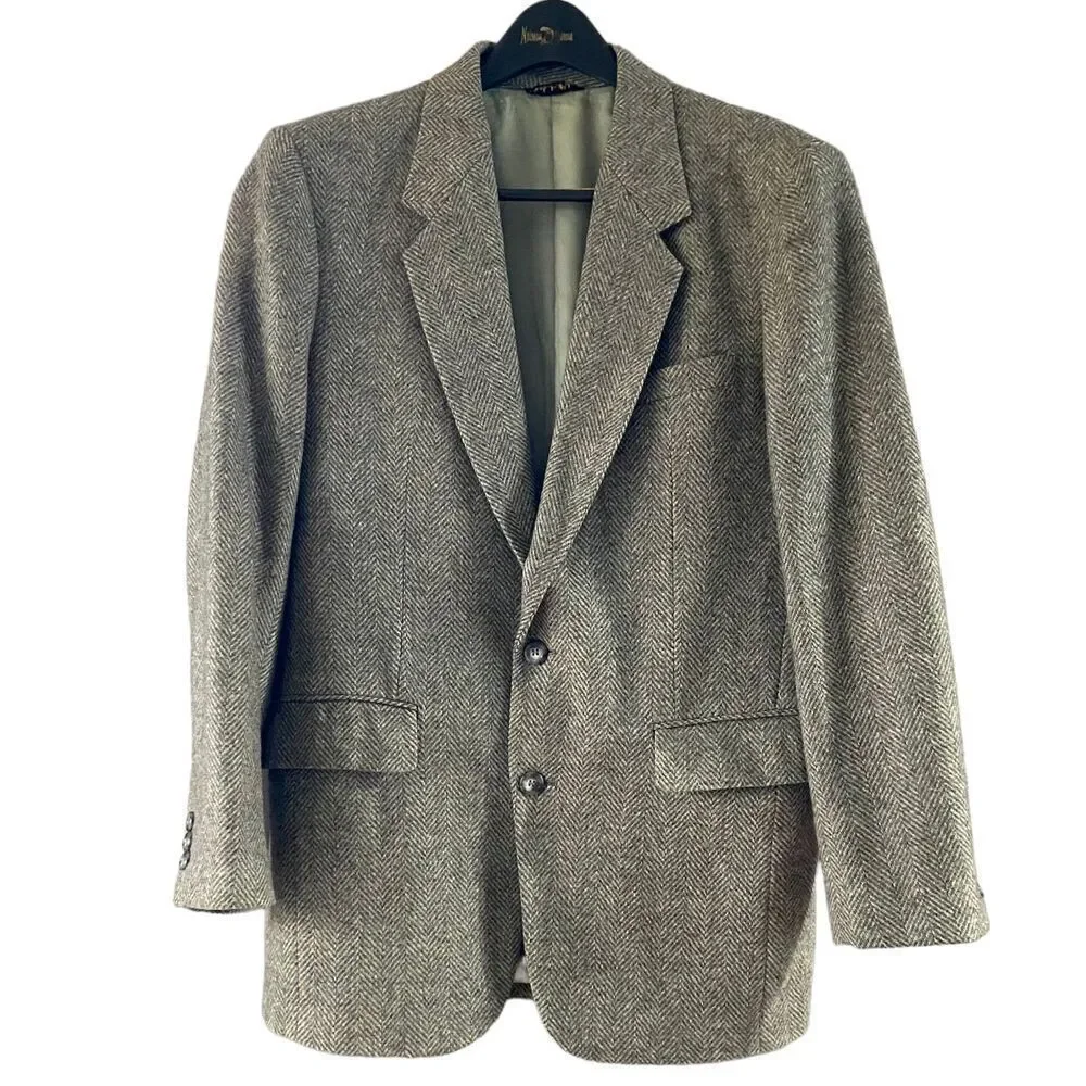 Vintage Jordache Gray Tweed Herring Bone Sport Coat 40R
